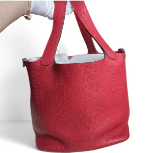 HERMÈS Picotin 22 in Red Leather with Palladium Hardware