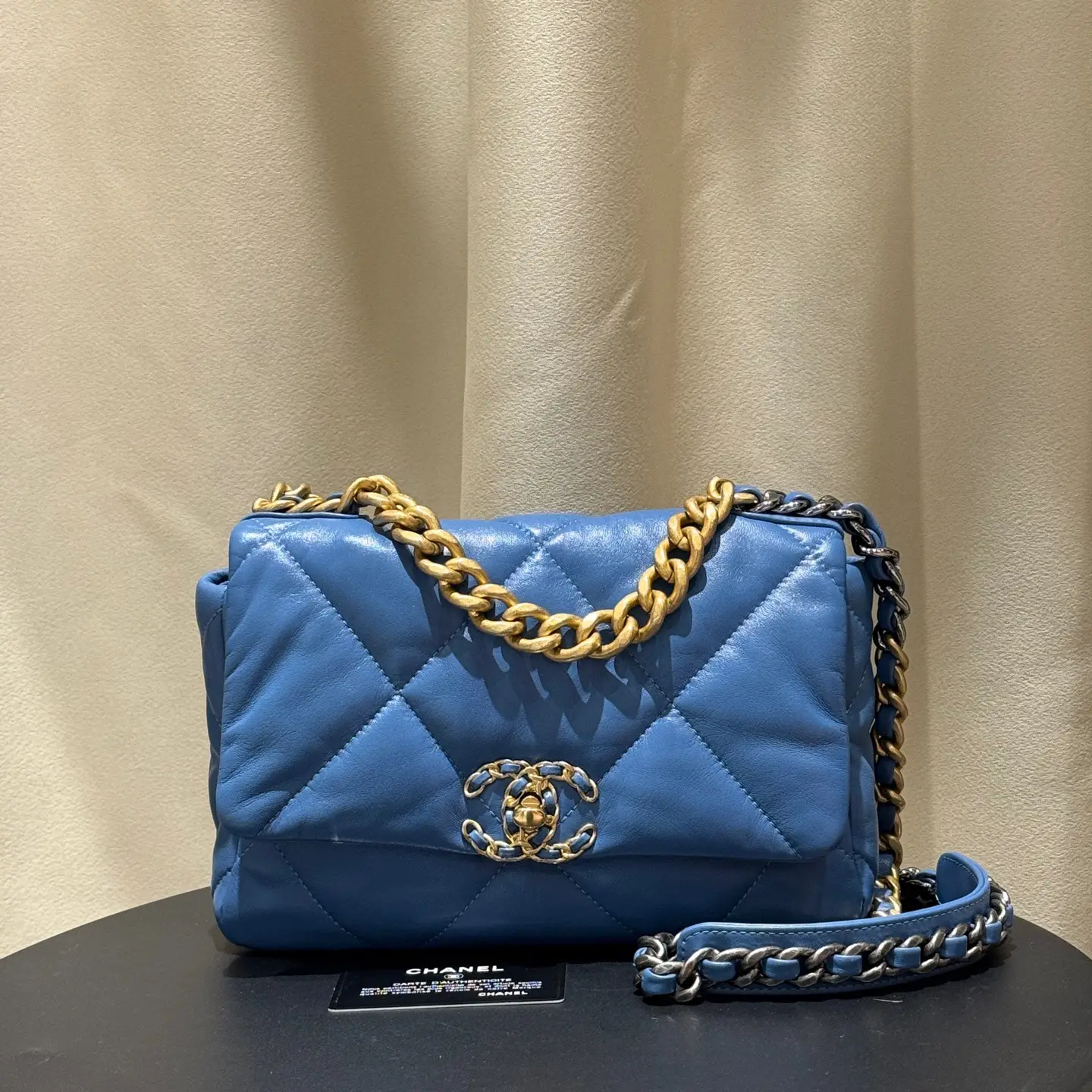CHANEL Small 19 Flap Bag Blue Lambskin CHANEL Small 19 Flap Bag Blue Lambskin