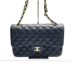 CHANEL Classic Flap Jumbo Handbag in Black Caviar Leather