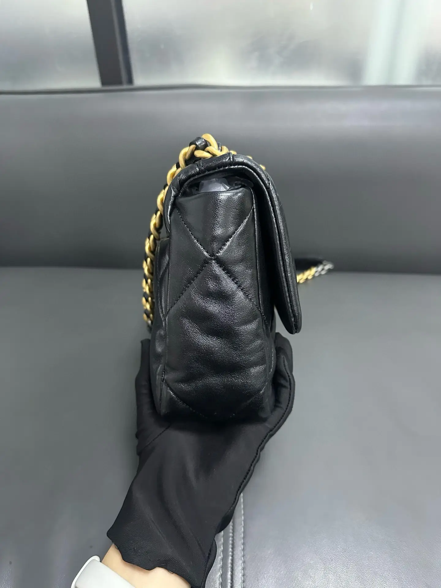 CHANEL Small 19 Black Shiny Lambskin Handbag CHANEL Small 19 Black Shiny Lambskin Handbag