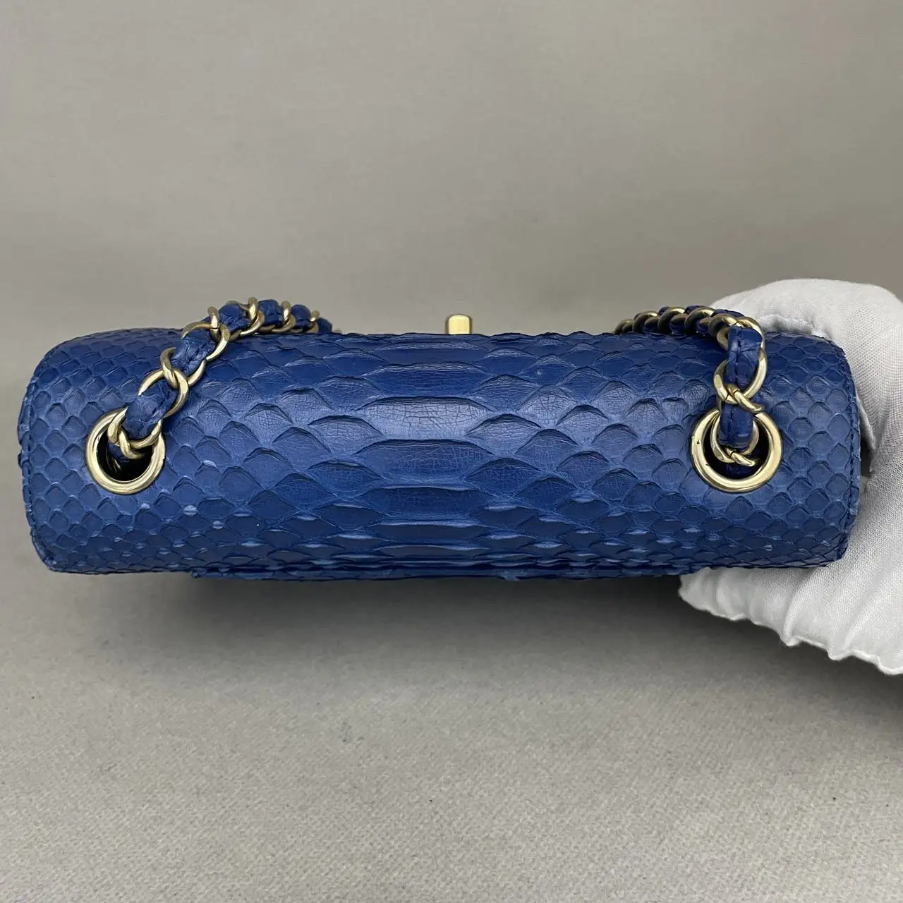 CHANEL Classic Flap Mini Python Blue Gold Hardware CHANEL Classic Flap Mini Python Blue Gold Hardware
