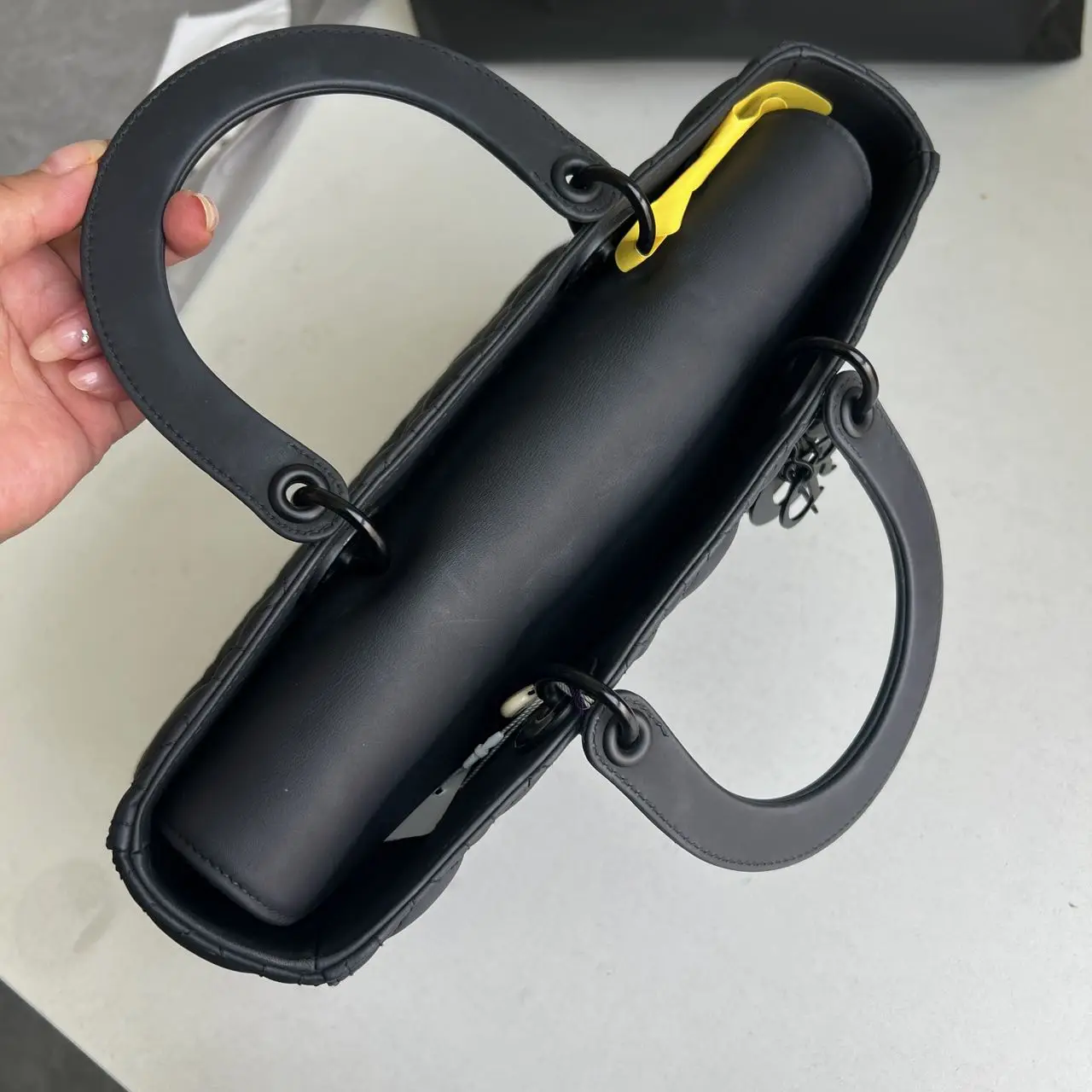 DIOR Large Lady Dior Bag in Black Grained Calfskin DIOR Large Lady Dior Bag in Black Grained Calfskin