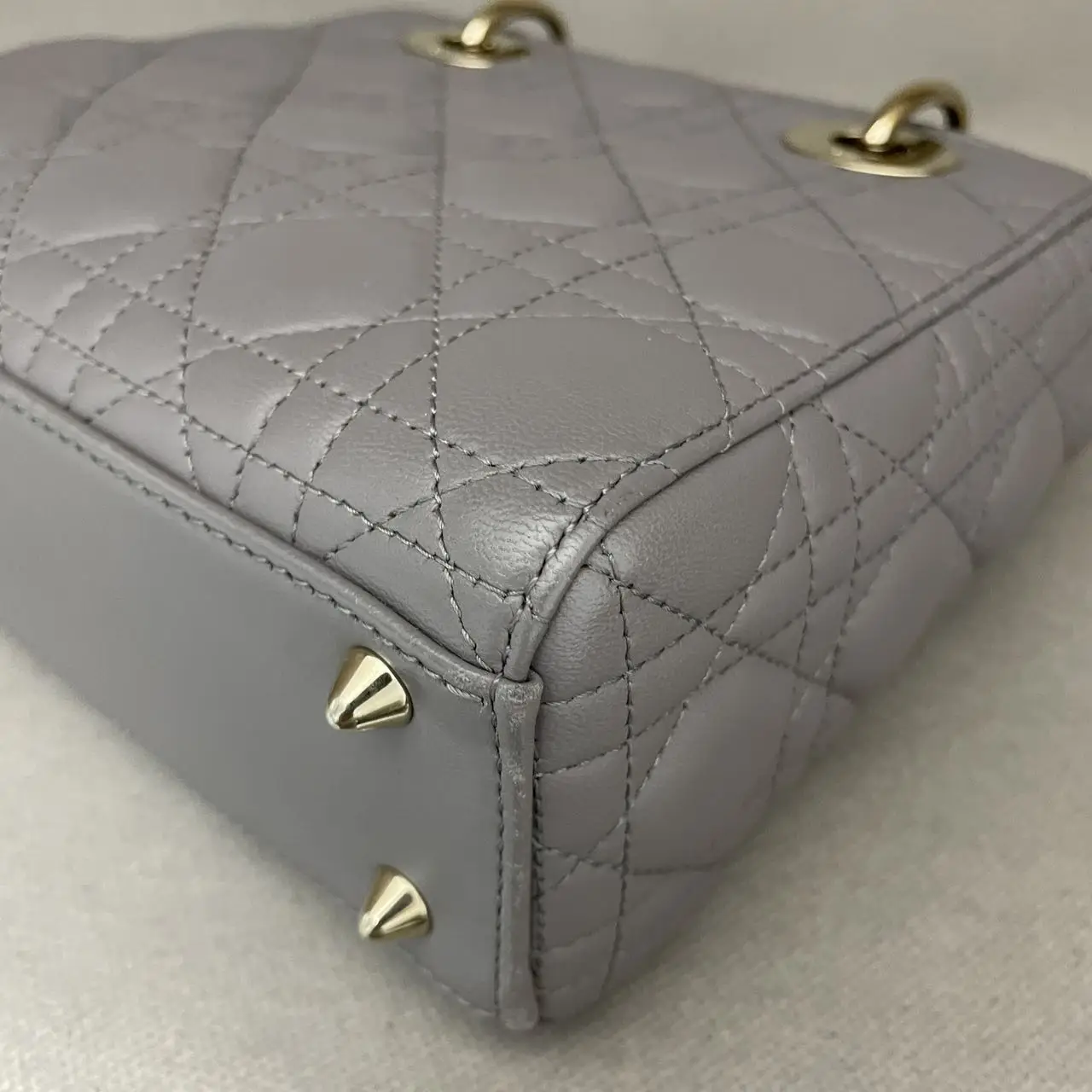 DIOR Small Lady Dior Grey Bag in Grey Lambskin DIOR Small Lady Dior Grey Bag in Grey Lambskin