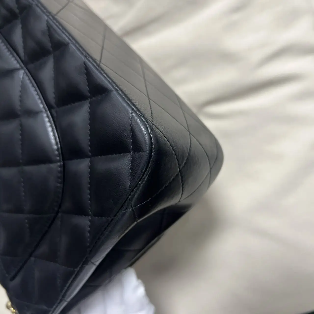 CHANEL Classic Flap Jumbo Handbag Black Lambskin Gold Hardware CHANEL Classic Flap Jumbo Handbag Black Lambskin Gold Hardware