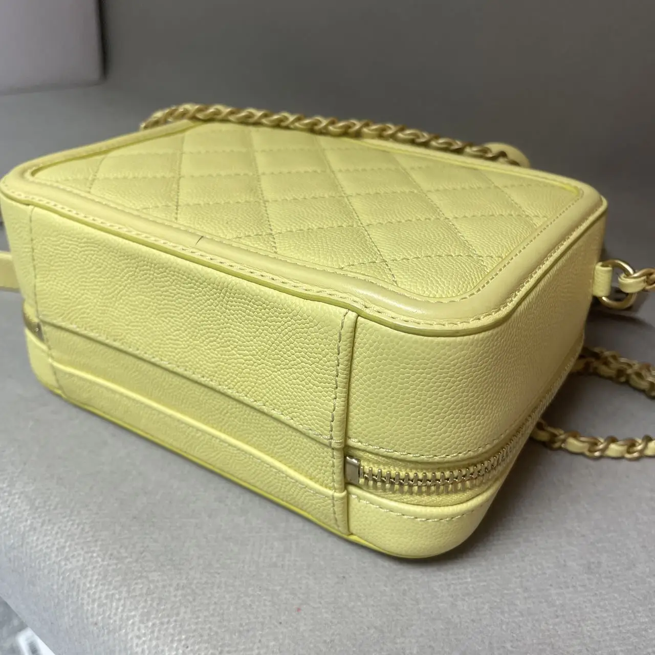 CHANEL Small CC Filigree Vanity Bag Yellow Caviar Leather CHANEL Small CC Filigree Vanity Bag Yellow Caviar Leather