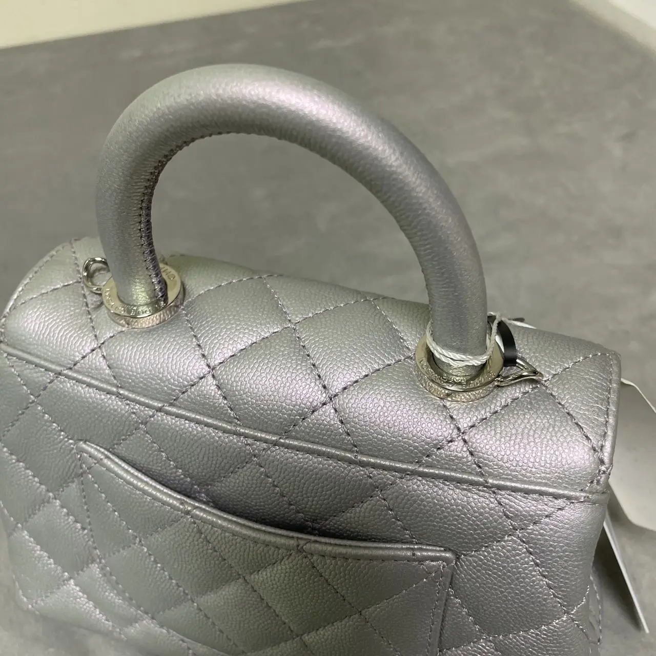 CHANEL Coco Handle Bag Iridescent Pearl Quilted Calfskin CHANEL Coco Handle Bag Iridescent Pearl Quilted Calfskin