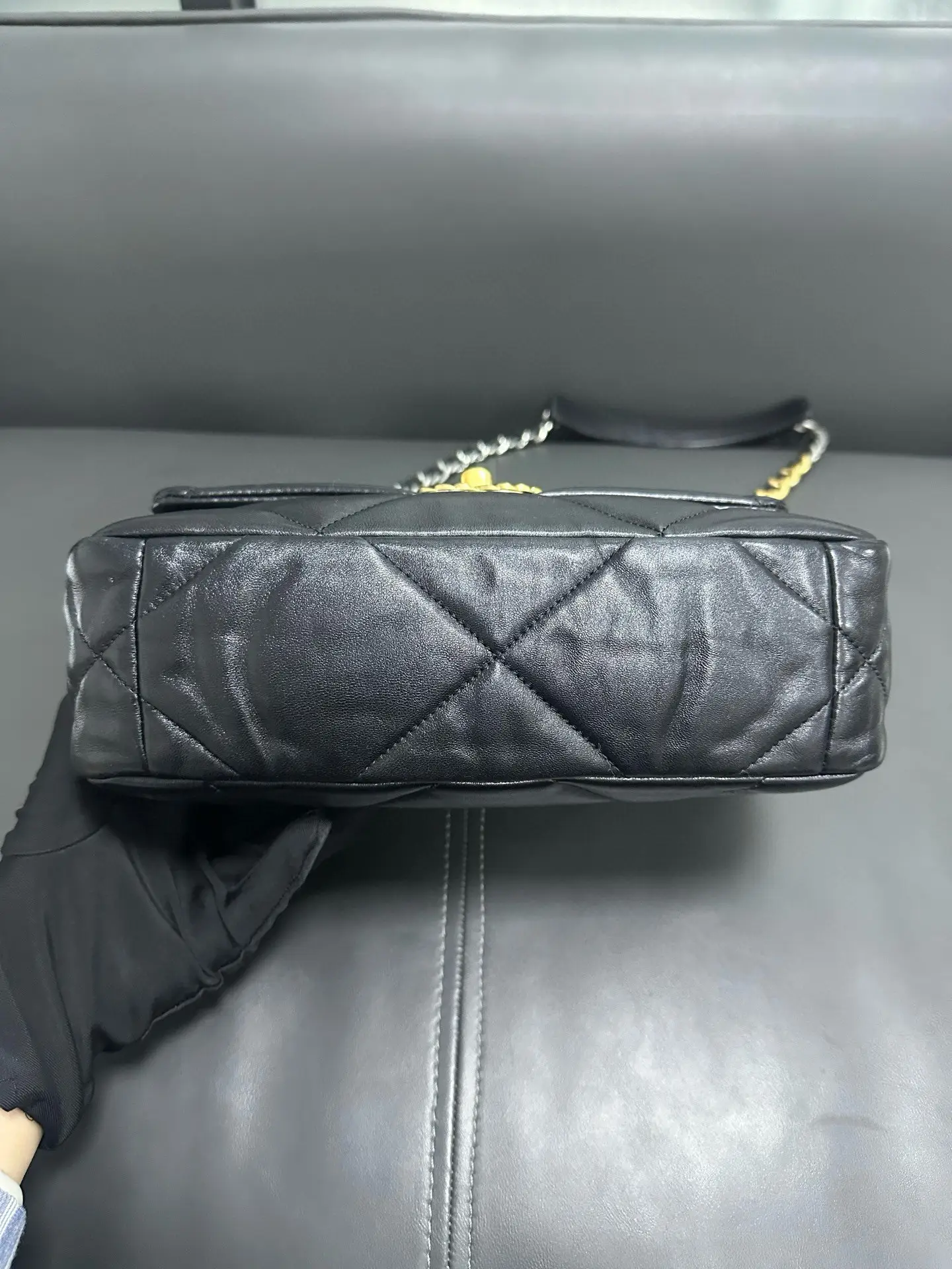 CHANEL Small 19 Black Shiny Lambskin Handbag CHANEL Small 19 Black Shiny Lambskin Handbag