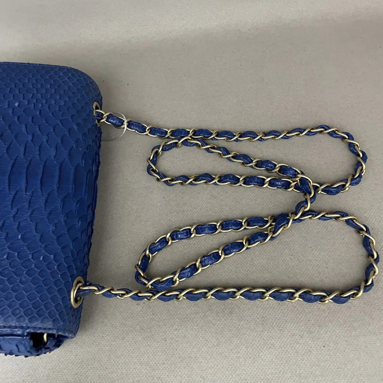 CHANEL Classic Flap Mini Python Blue Gold Hardware CHANEL Classic Flap Mini Python Blue Gold Hardware
