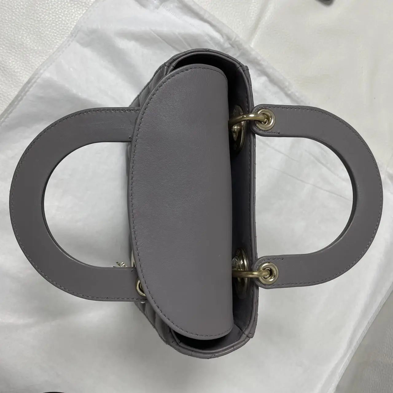 DIOR Small Lady Dior Grey Bag in Grey Lambskin DIOR Small Lady Dior Grey Bag in Grey Lambskin