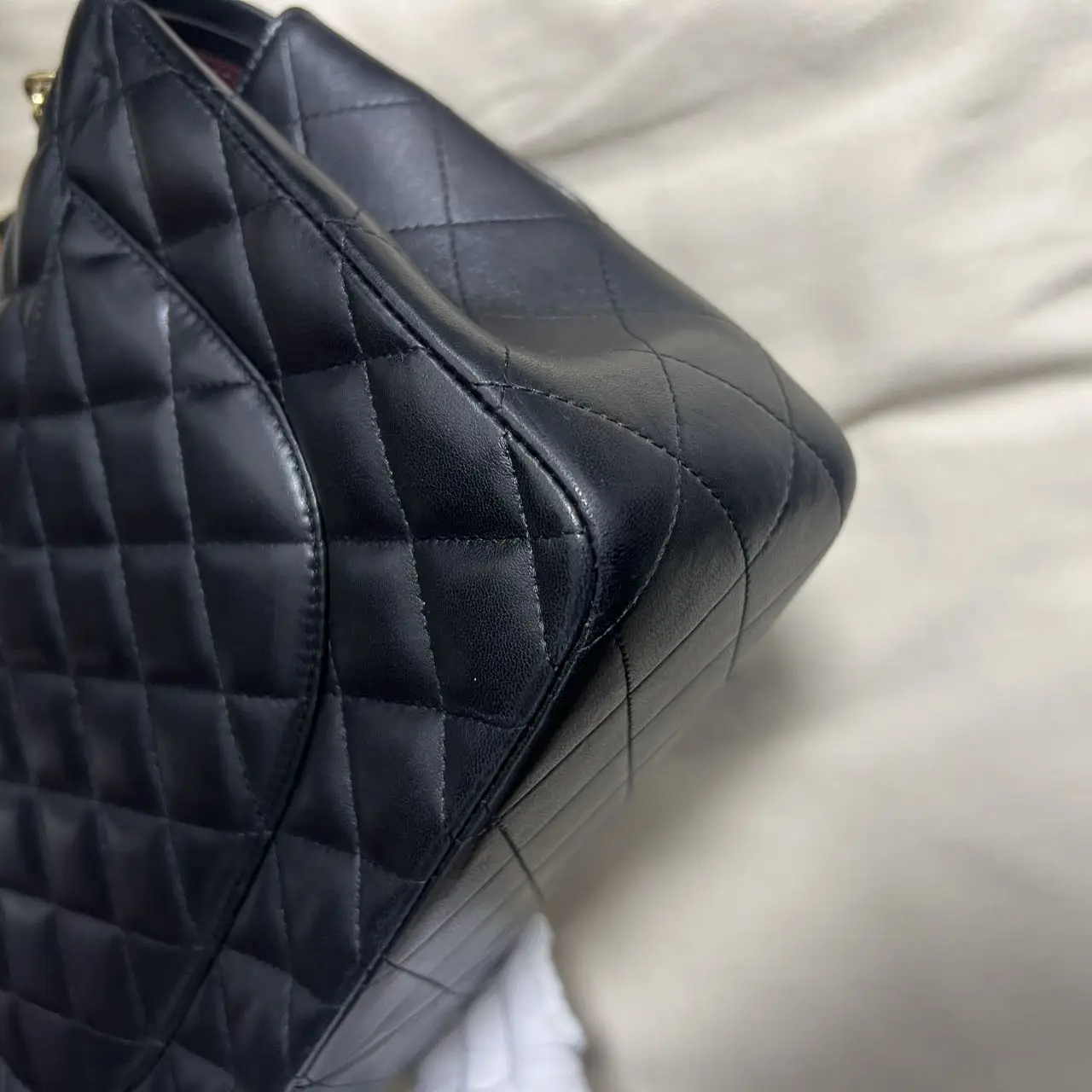 CHANEL Classic Flap Jumbo Handbag Black Lambskin Gold Hardware CHANEL Classic Flap Jumbo Handbag Black Lambskin Gold Hardware