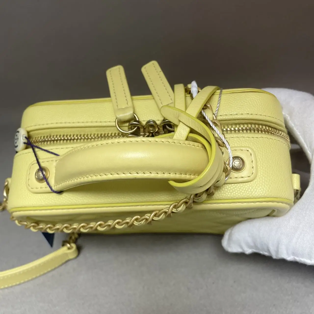 CHANEL Small CC Filigree Vanity Bag Yellow Caviar Leather CHANEL Small CC Filigree Vanity Bag Yellow Caviar Leather