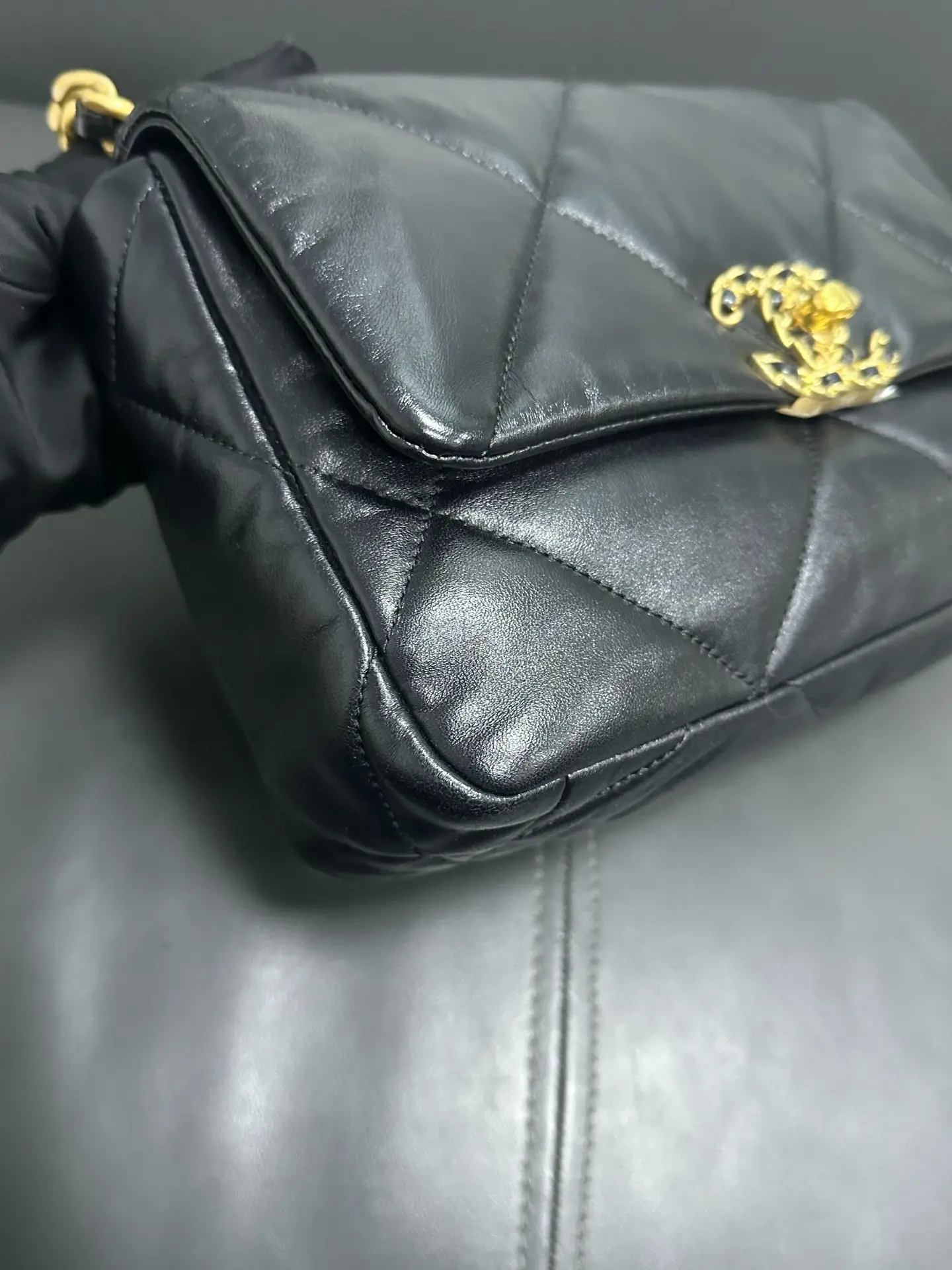 CHANEL Small 19 Black Shiny Lambskin Handbag CHANEL Small 19 Black Shiny Lambskin Handbag