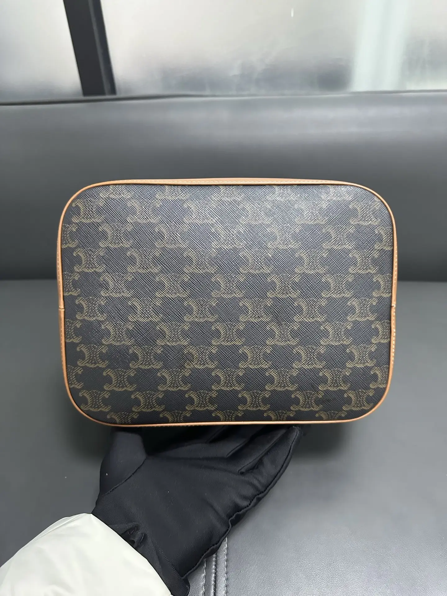 CELINE Medium Bucket In Triomphe Canvas and Calfskin CELINE Medium Bucket In Triomphe Canvas and Calfskin