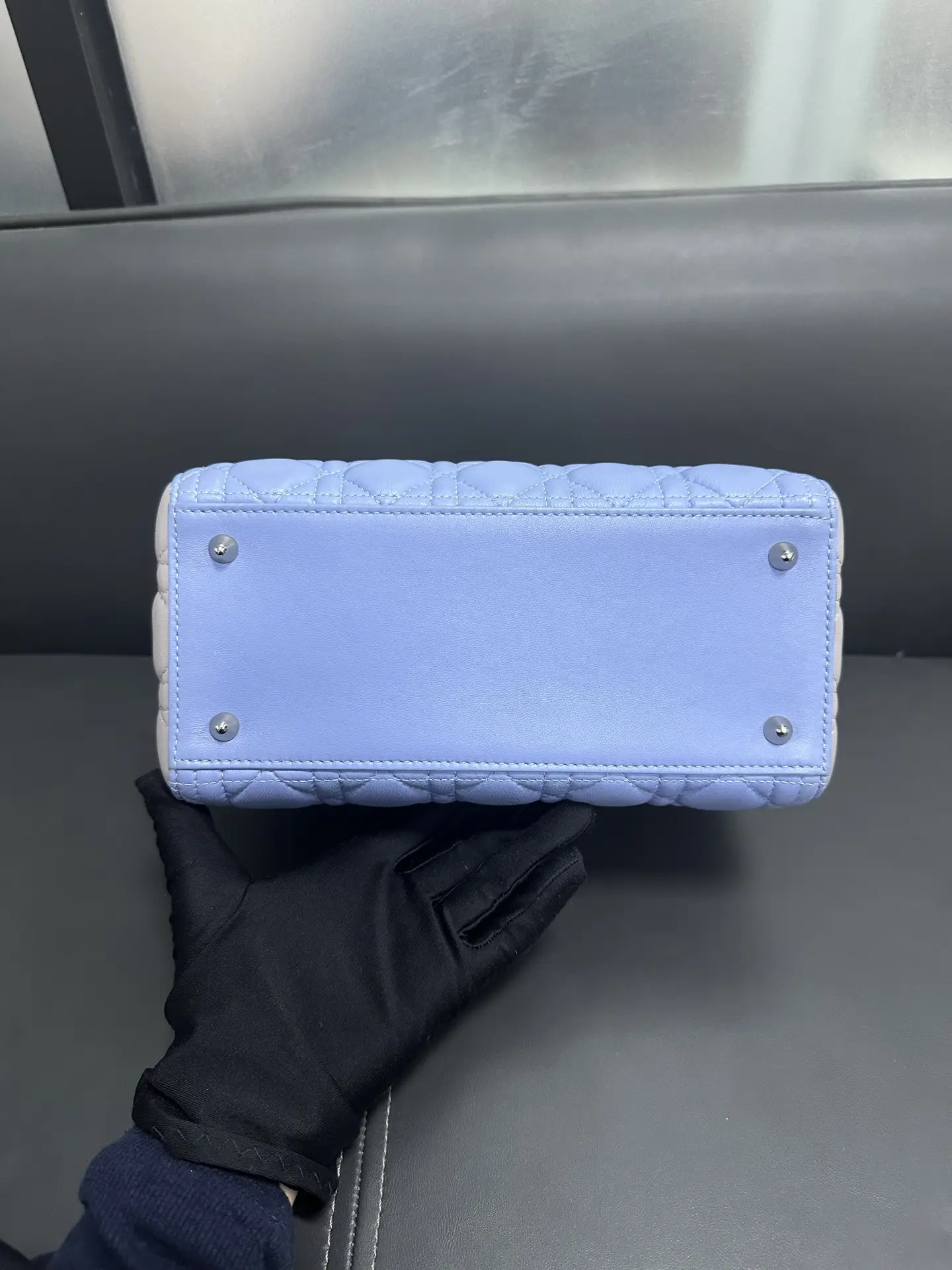 DIOR Small Lady Dior Bag in Blue/Grey Leather DIOR Small Lady Dior Bag in Blue/Grey Leather