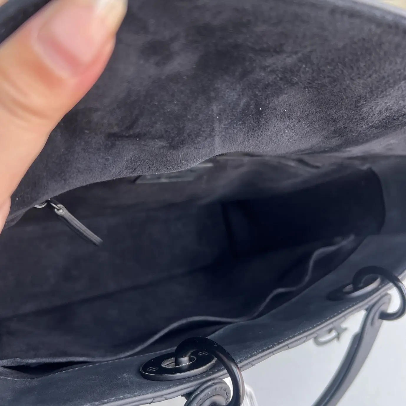 DIOR Large Lady Dior Bag in Black Grained Calfskin DIOR Large Lady Dior Bag in Black Grained Calfskin