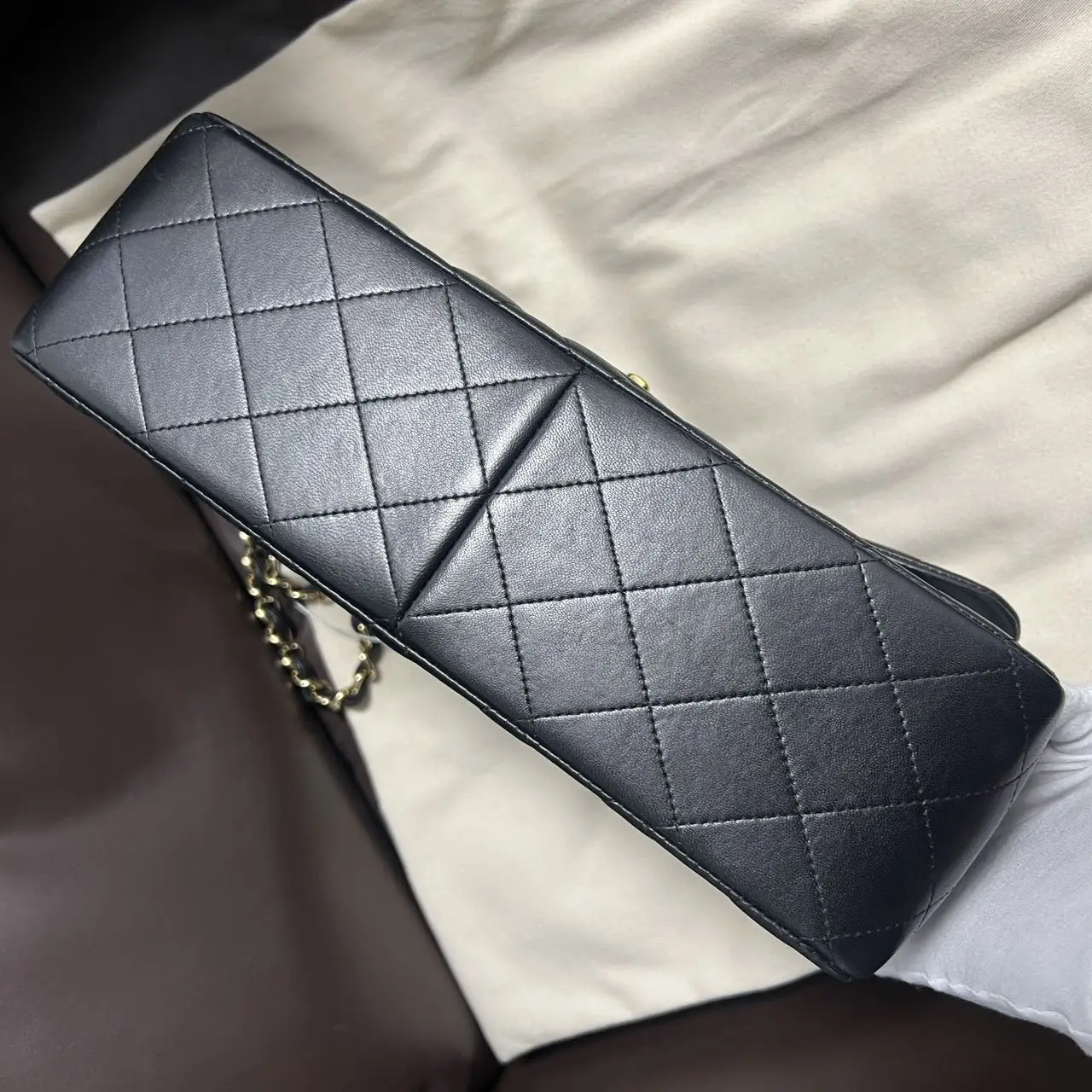 CHANEL Classic Flap Jumbo Handbag Black Lambskin Gold Hardware CHANEL Classic Flap Jumbo Handbag Black Lambskin Gold Hardware