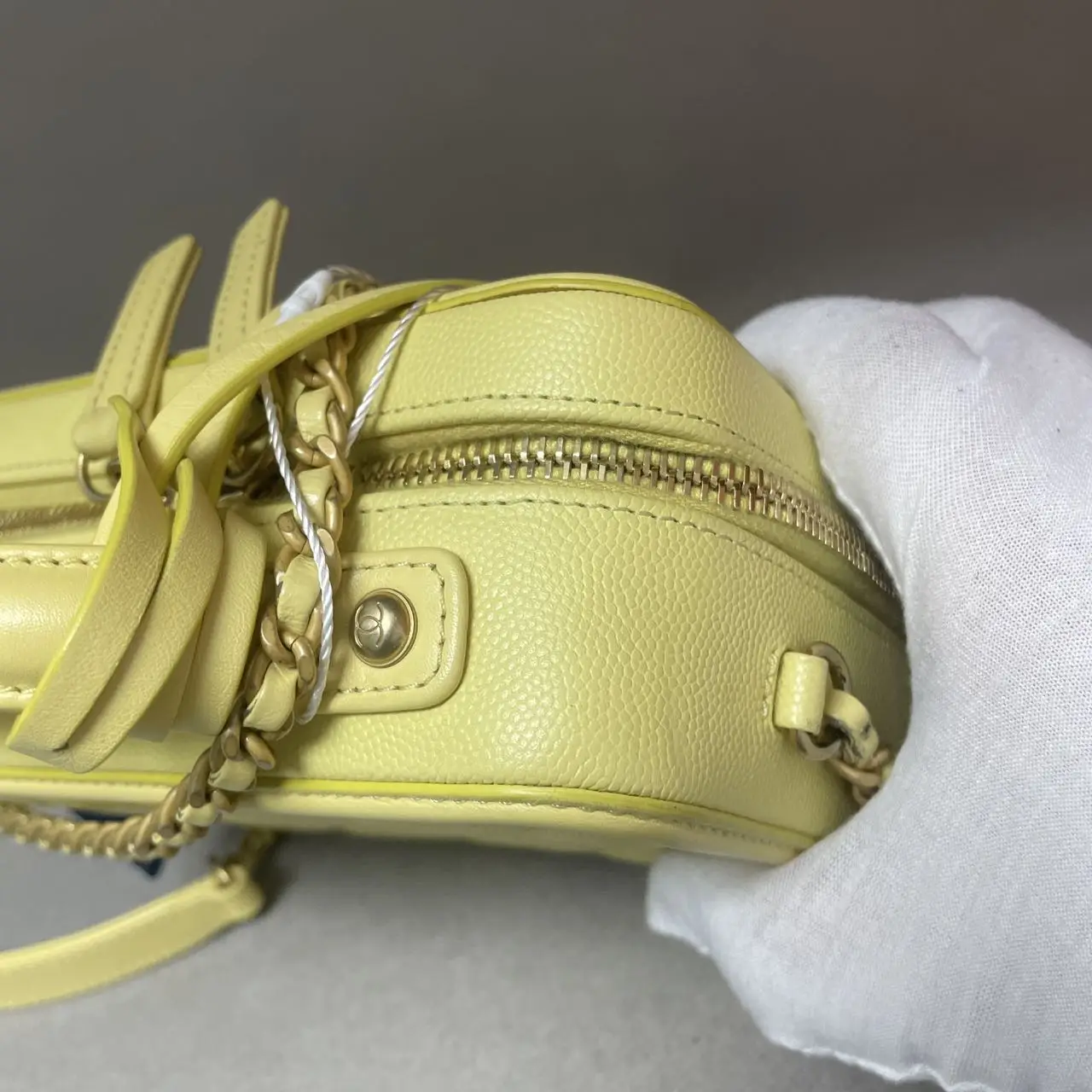 CHANEL Small CC Filigree Vanity Bag Yellow Caviar Leather CHANEL Small CC Filigree Vanity Bag Yellow Caviar Leather