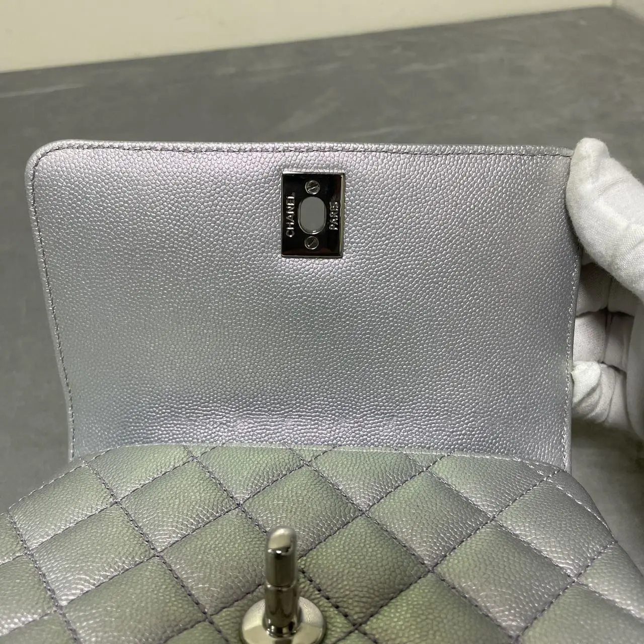 CHANEL Coco Handle Bag Iridescent Pearl Quilted Calfskin CHANEL Coco Handle Bag Iridescent Pearl Quilted Calfskin