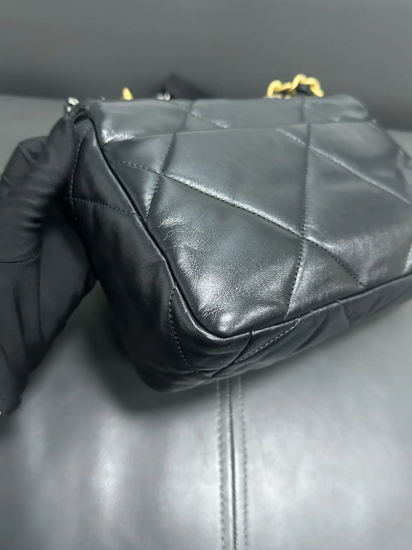 CHANEL Small 19 Black Shiny Lambskin Handbag CHANEL Small 19 Black Shiny Lambskin Handbag