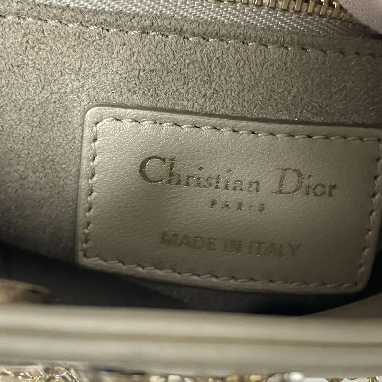 DIOR Lady Dior Mini Gold Calfskin Leather with Grystals Gold Hardware DIOR Lady Dior Mini Gold Calfskin Leather with Grystals Gold Hardware