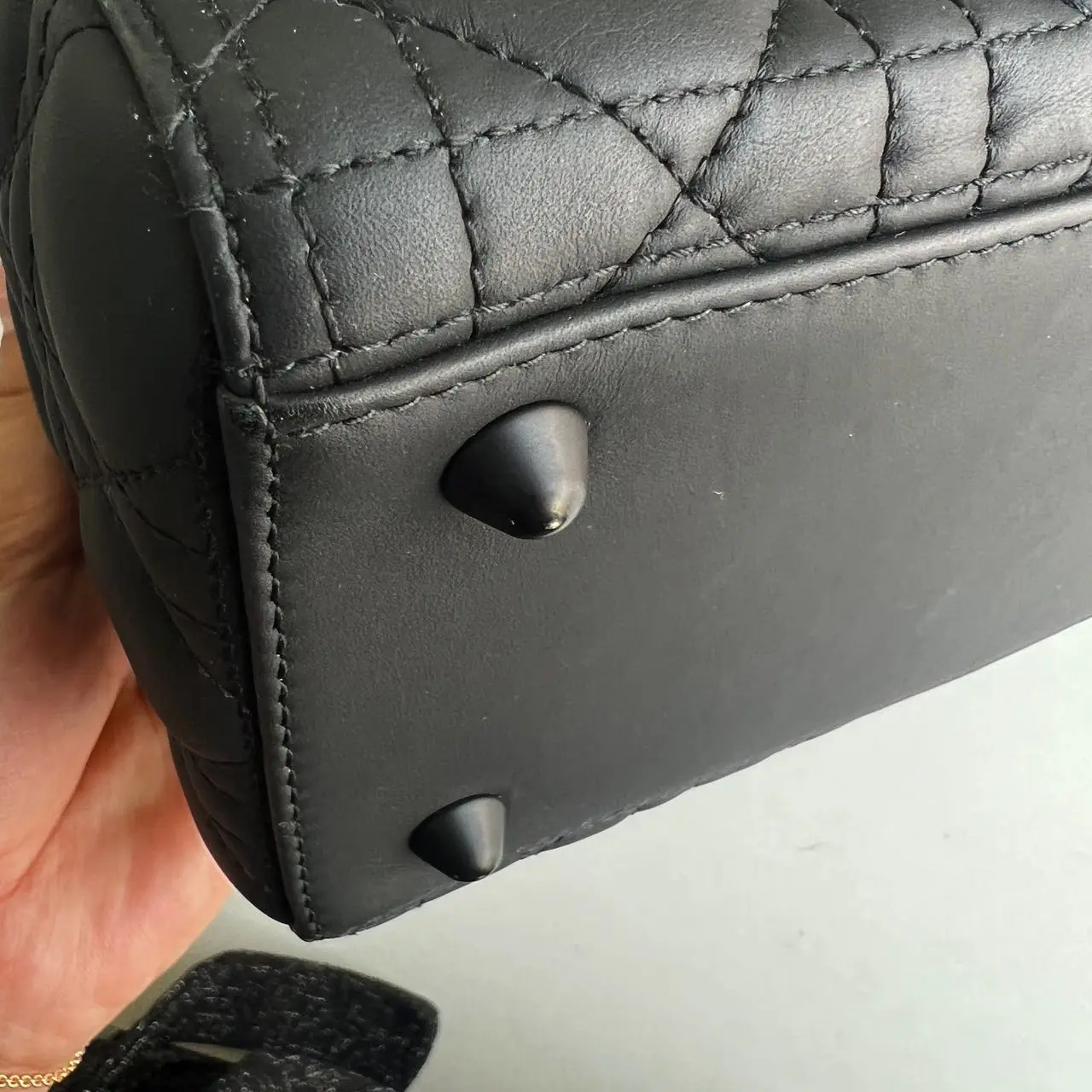 DIOR Large Lady Dior Bag in Black Grained Calfskin DIOR Large Lady Dior Bag in Black Grained Calfskin