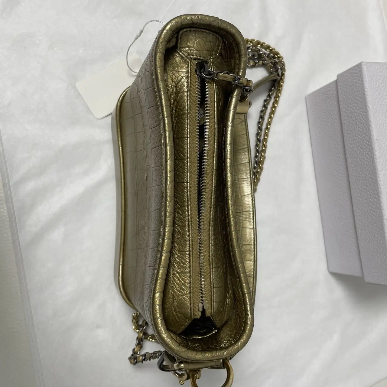 CHANEL Gabrielle Hobo Bag Gold Croc-Embossed Leather CHANEL Gabrielle Hobo Bag Gold Croc-Embossed Leather