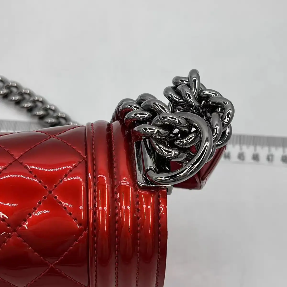 CHANEL Medium Boy Bag Red Patent Leather CHANEL Medium Boy Bag Red Patent Leather