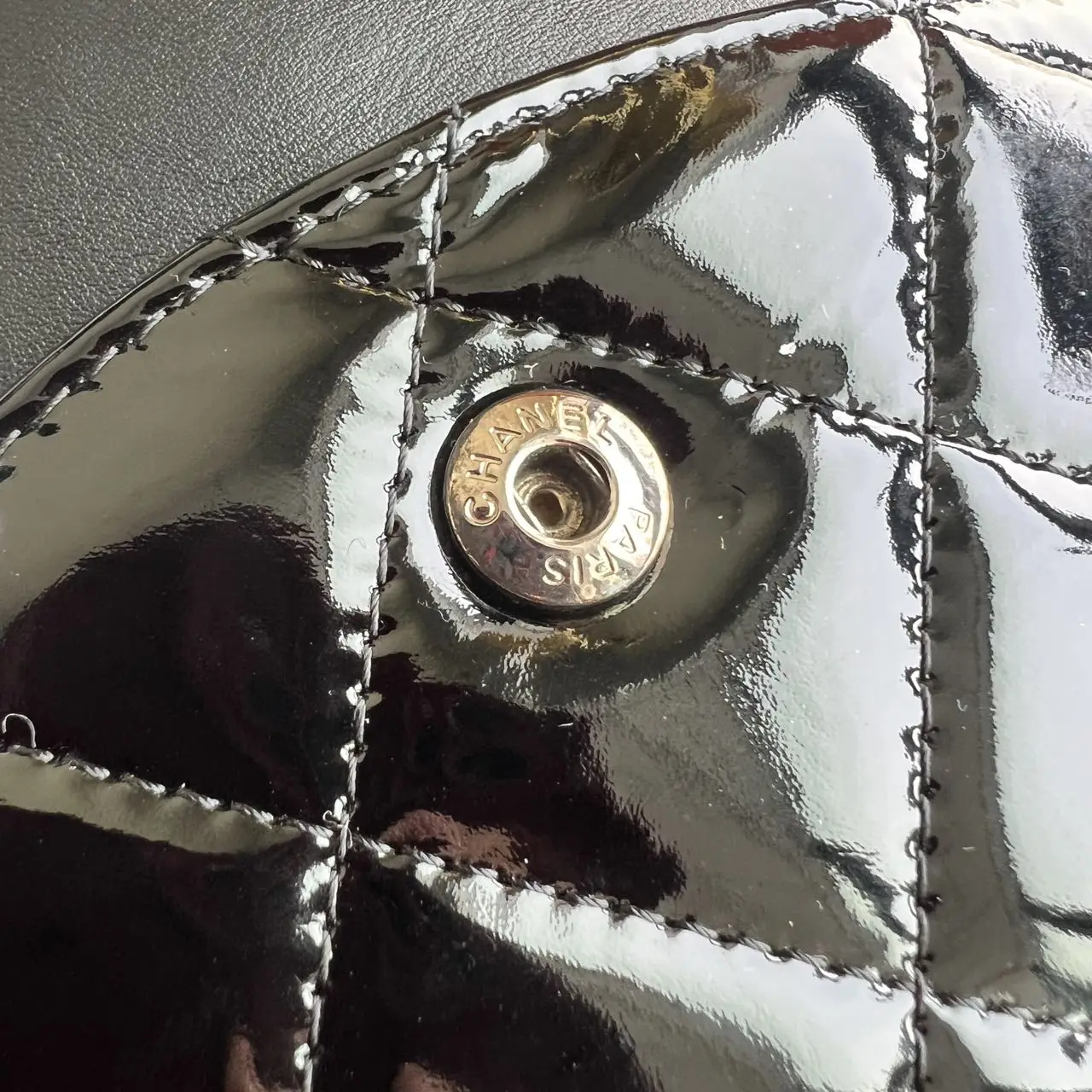 CHANEL Black Quilted Patent Leather Classic Jumbo Double Flap Bag CHANEL Black Quilted Patent Leather Classic Jumbo Double Flap Bag