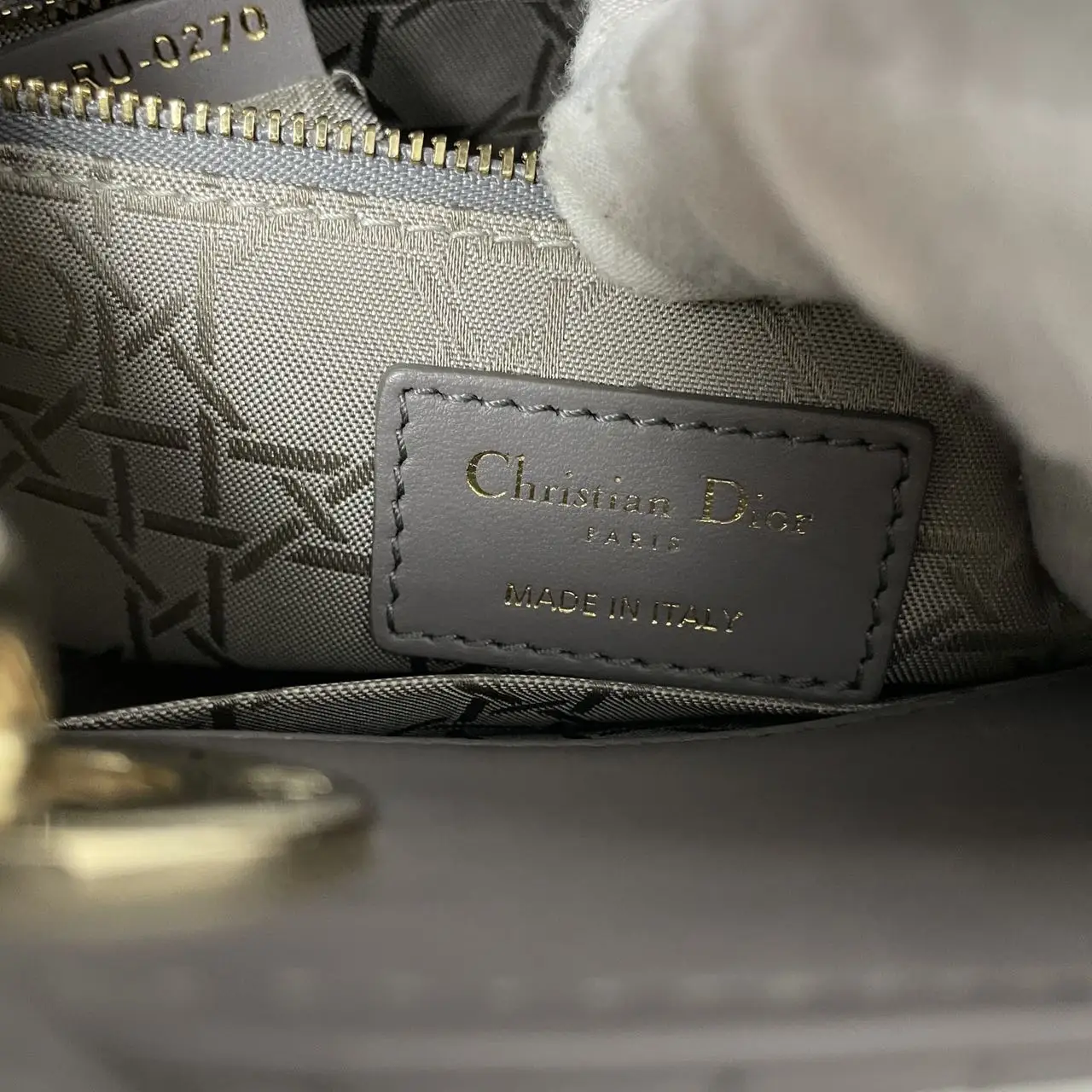 DIOR Small Lady Dior Grey Bag in Grey Lambskin DIOR Small Lady Dior Grey Bag in Grey Lambskin