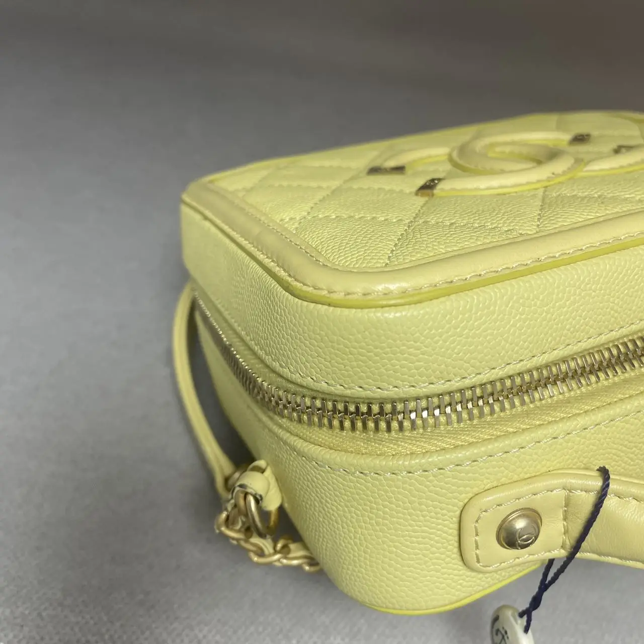 CHANEL Small CC Filigree Vanity Bag Yellow Caviar Leather CHANEL Small CC Filigree Vanity Bag Yellow Caviar Leather