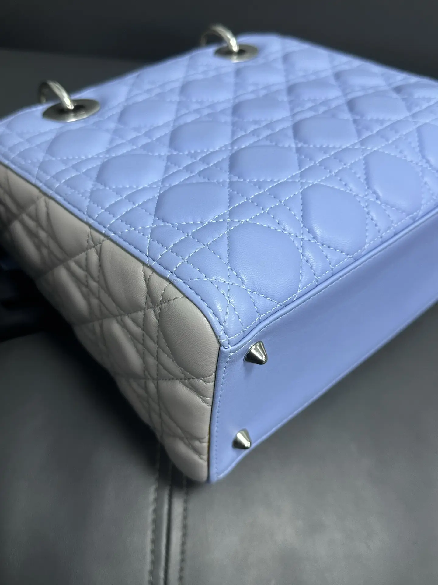 DIOR Small Lady Dior Bag in Blue/Grey Leather DIOR Small Lady Dior Bag in Blue/Grey Leather