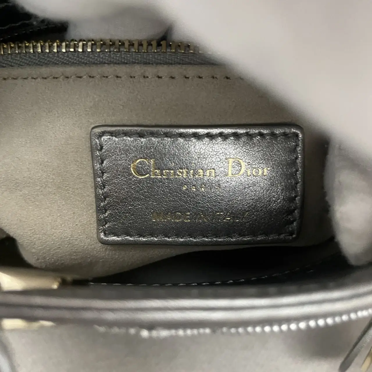 DIOR Lady Dior Mini Silver Grey Leather with Grystals Gold Hardware DIOR Lady Dior Mini Silver Grey Leather with Grystals Gold Hardware