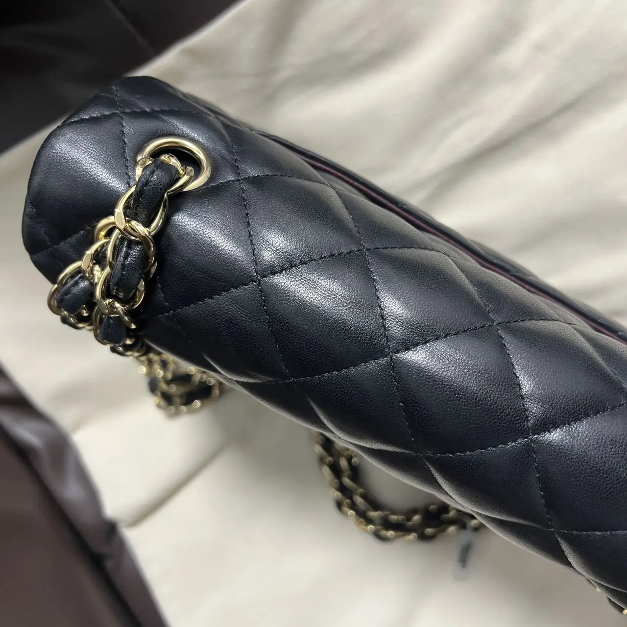 CHANEL Classic Flap Jumbo Handbag Black Lambskin Gold Hardware CHANEL Classic Flap Jumbo Handbag Black Lambskin Gold Hardware