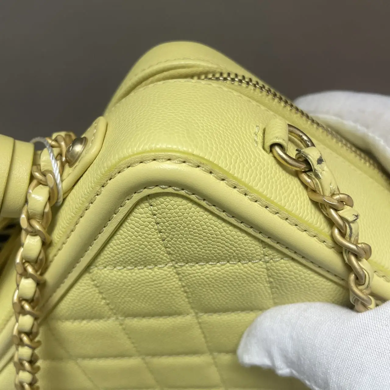 CHANEL Small CC Filigree Vanity Bag Yellow Caviar Leather CHANEL Small CC Filigree Vanity Bag Yellow Caviar Leather