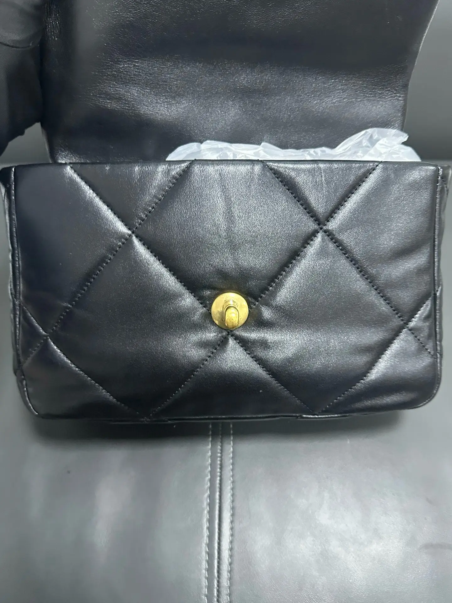 CHANEL Small 19 Black Shiny Lambskin Handbag CHANEL Small 19 Black Shiny Lambskin Handbag