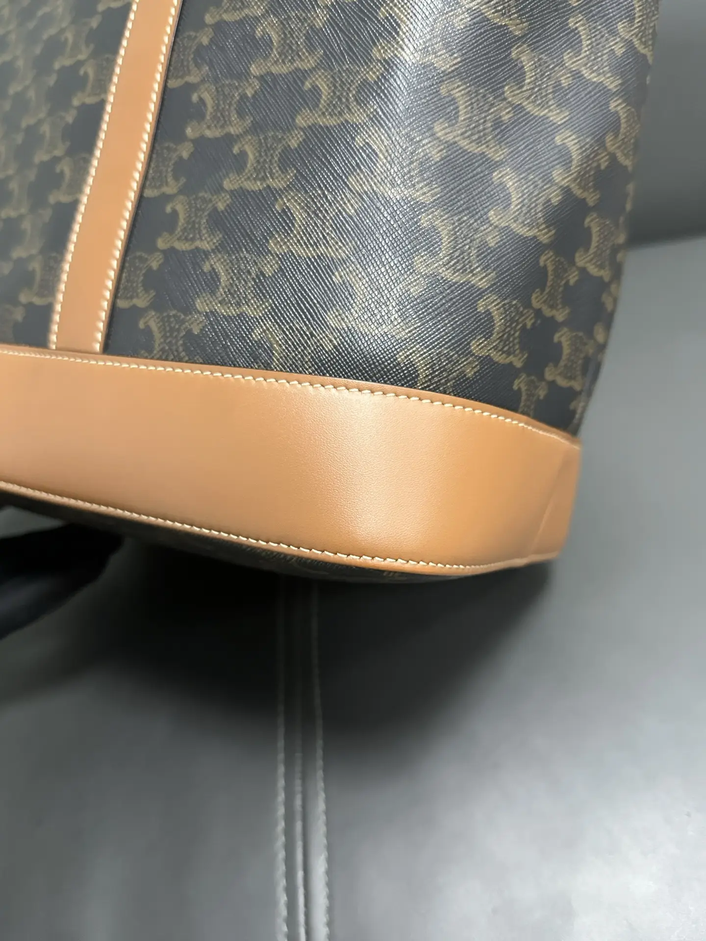 CELINE Medium Bucket In Triomphe Canvas and Calfskin CELINE Medium Bucket In Triomphe Canvas and Calfskin