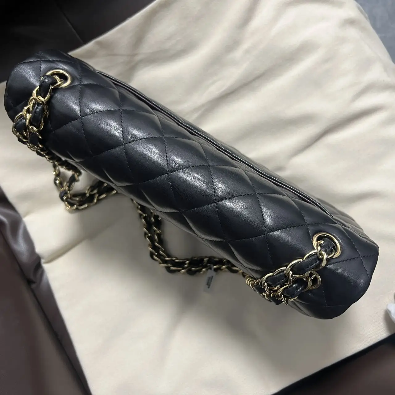 CHANEL Classic Flap Jumbo Handbag Black Lambskin Gold Hardware CHANEL Classic Flap Jumbo Handbag Black Lambskin Gold Hardware