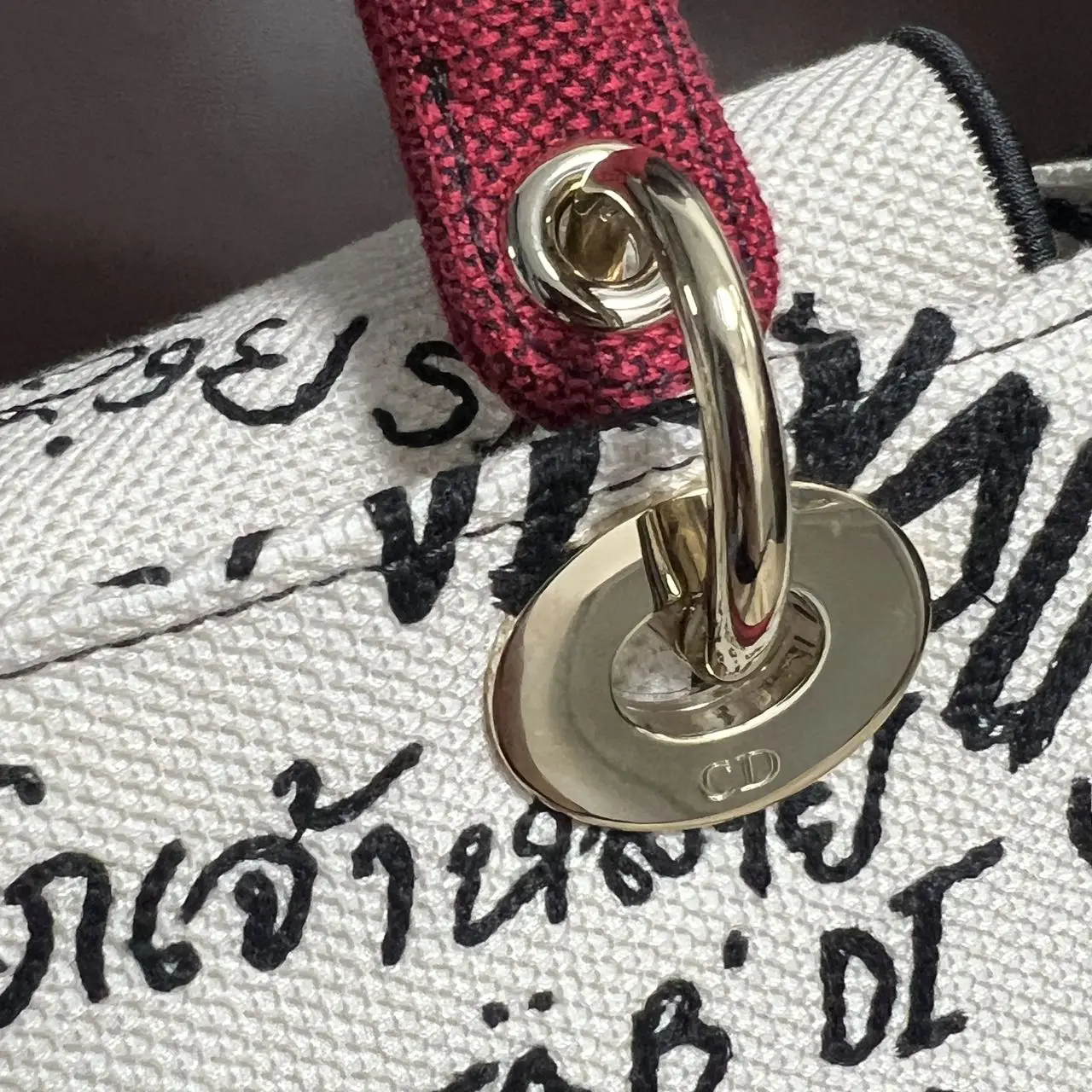 DIOR Medium Lady D-Lite Bag Red/White Embroidered Canvas with Heart DIOR Medium Lady D-Lite Bag Red/White Embroidered Canvas with Heart