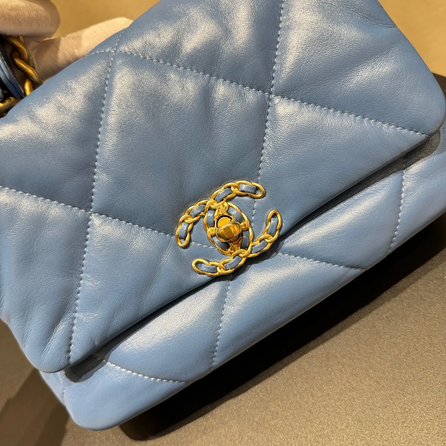 CHANEL Small 19 Flap Bag Blue Lambskin CHANEL Small 19 Flap Bag Blue Lambskin