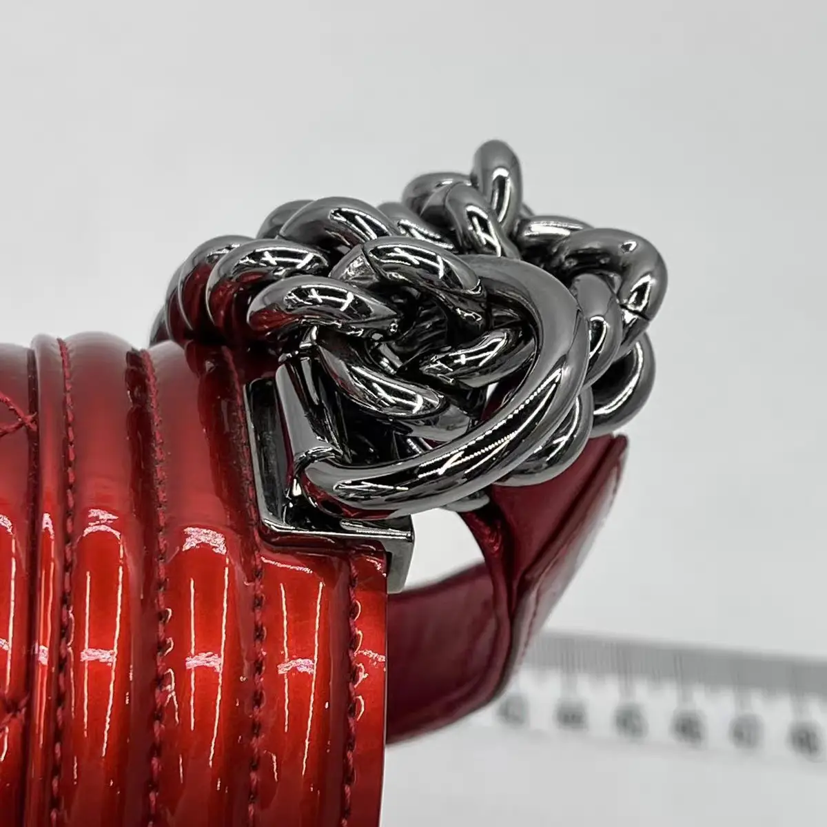 CHANEL Medium Boy Bag Red Patent Leather CHANEL Medium Boy Bag Red Patent Leather