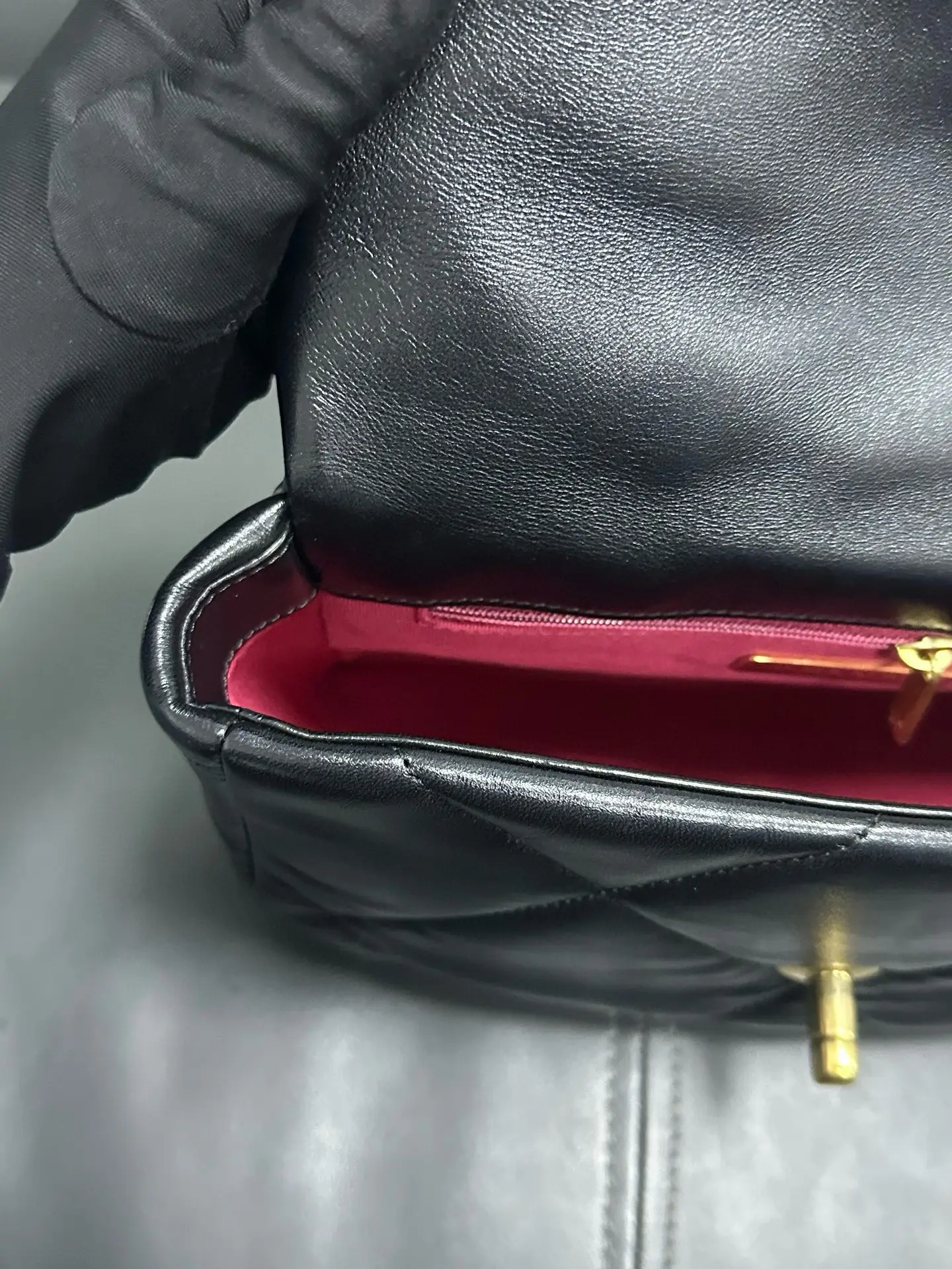 CHANEL Small 19 Black Shiny Lambskin Handbag CHANEL Small 19 Black Shiny Lambskin Handbag