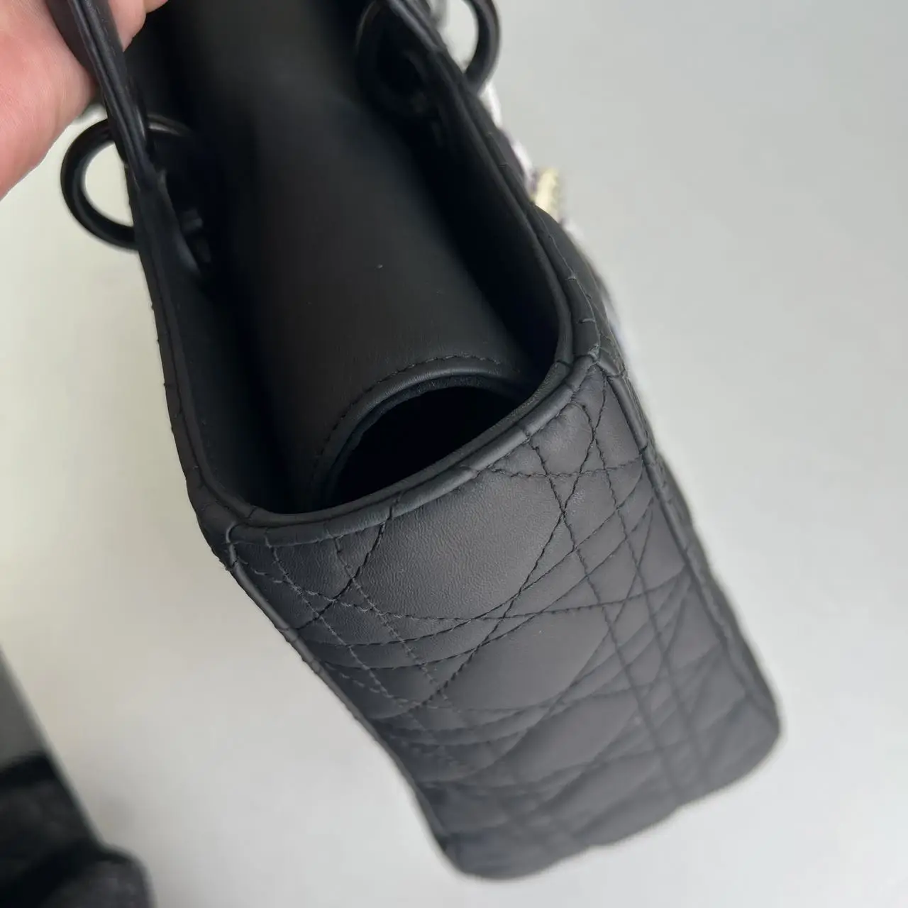 DIOR Large Lady Dior Bag in Black Grained Calfskin DIOR Large Lady Dior Bag in Black Grained Calfskin