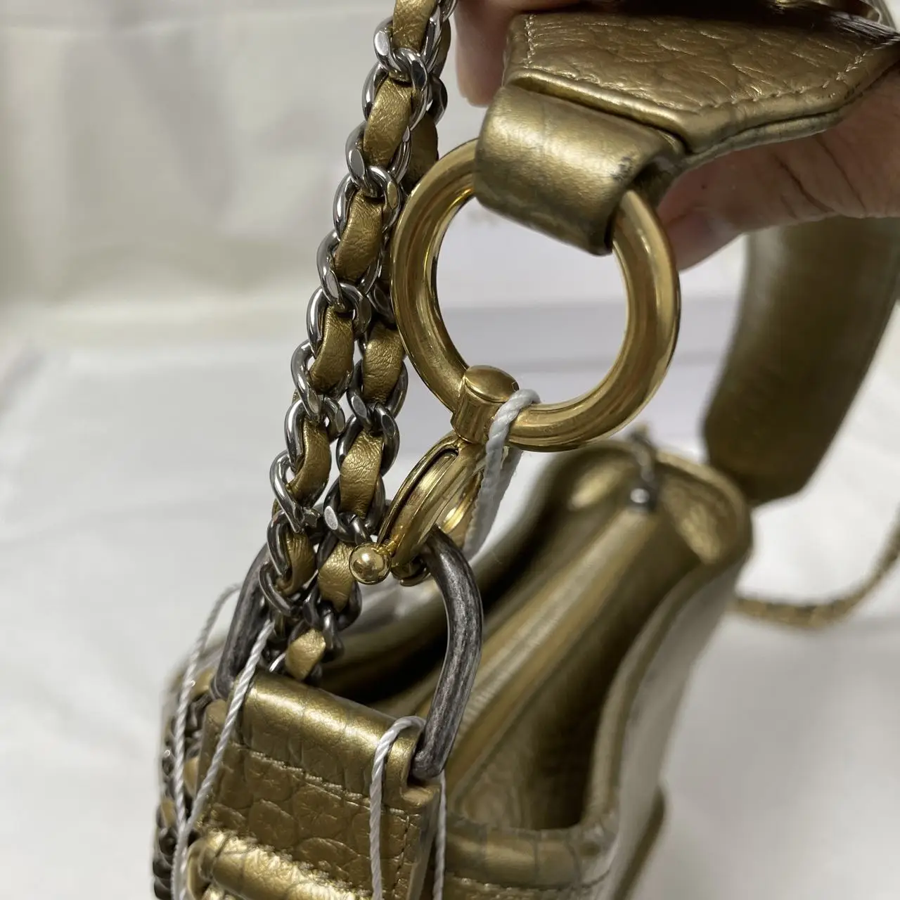 CHANEL Gabrielle Hobo Bag Gold Croc-Embossed Leather CHANEL Gabrielle Hobo Bag Gold Croc-Embossed Leather