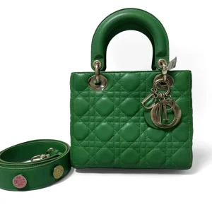 DIOR Small Lady Dior Bag Green Lambskin