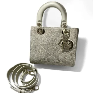 DIOR Small Lady Dior Bag White Gold Limited Version