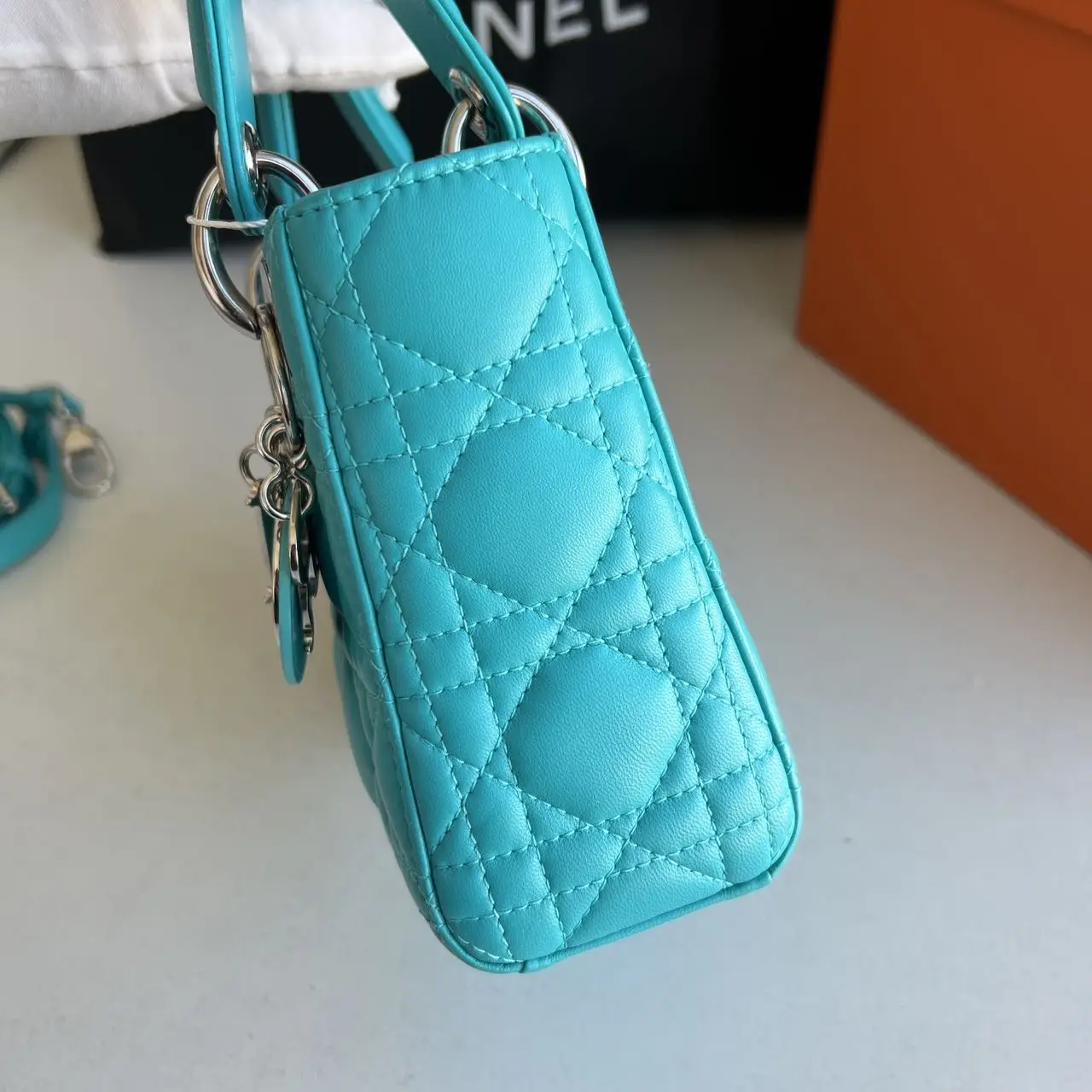 DIOR Mini Lady Dior Bag Blue Lambskin DIOR Mini Lady Dior Bag Blue Lambskin