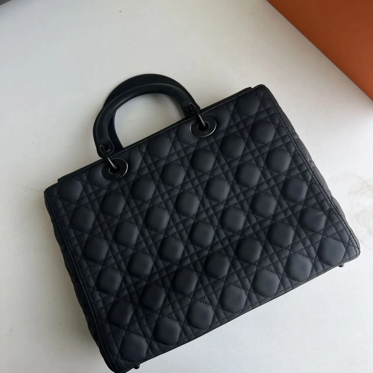 DIOR Large Lady Dior Bag in Black Grained Calfskin DIOR Large Lady Dior Bag in Black Grained Calfskin