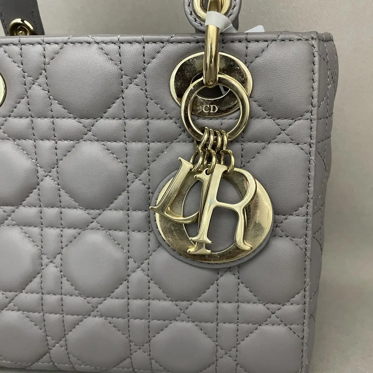 DIOR Small Lady Dior Grey Bag in Grey Lambskin DIOR Small Lady Dior Grey Bag in Grey Lambskin