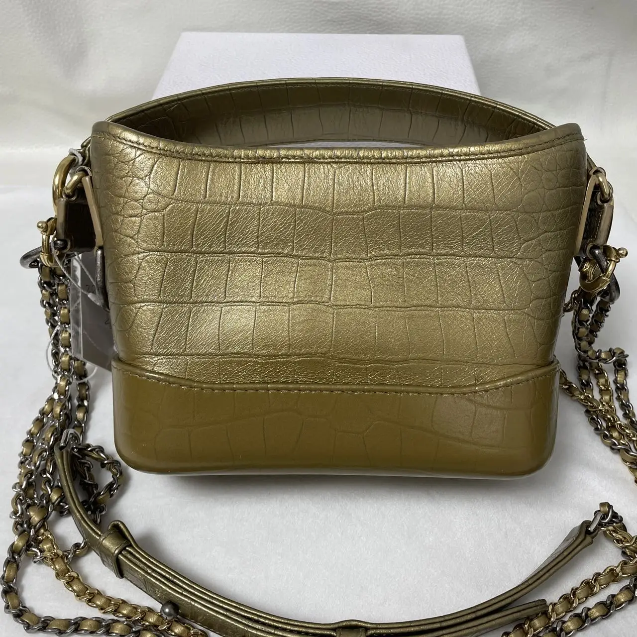 CHANEL Gabrielle Hobo Bag Gold Croc-Embossed Leather CHANEL Gabrielle Hobo Bag Gold Croc-Embossed Leather
