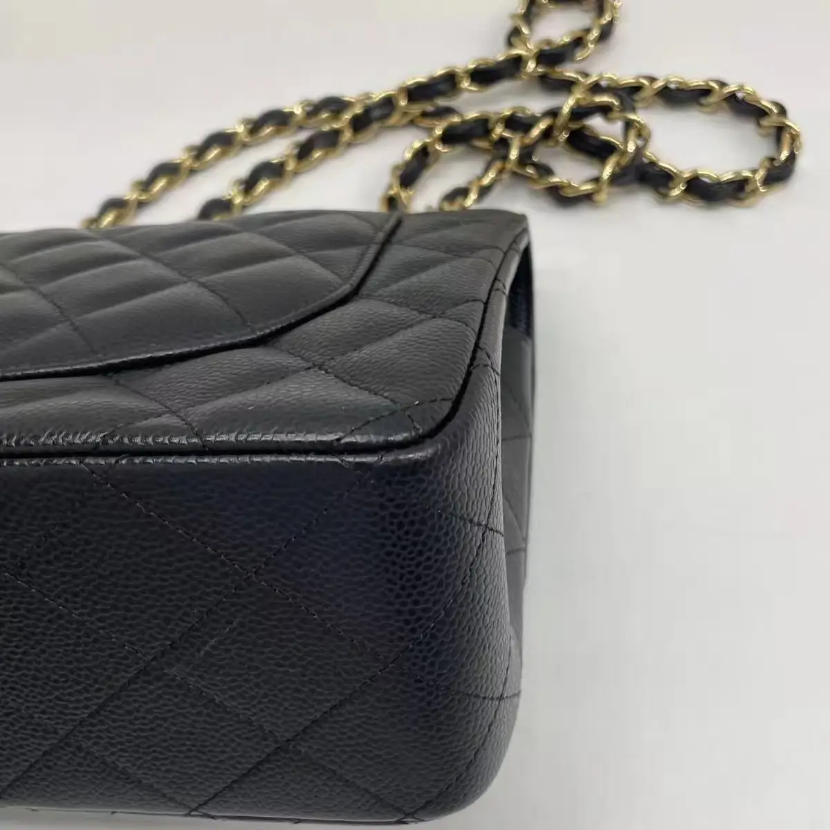 CHANEL Classic Flap Jumbo Handbag in Black Caviar Leather CHANEL Classic Flap Jumbo Handbag in Black Caviar Leather